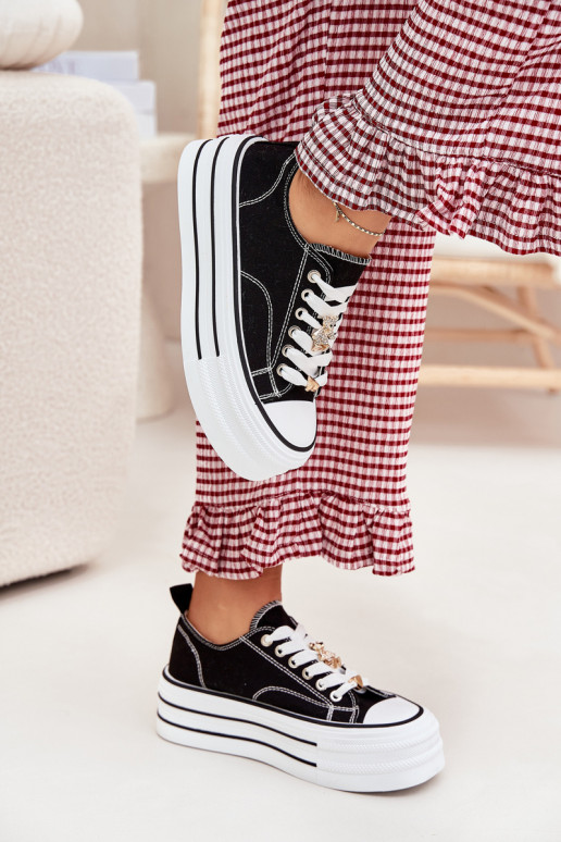 Sapatos casuais com plataforma em ouro e preto Fiorina