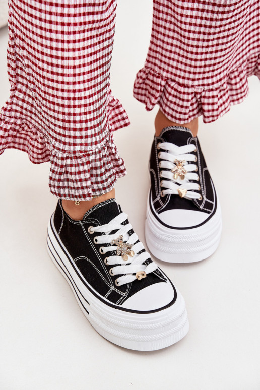Sapatos casuais com plataforma em ouro e preto Fiorina