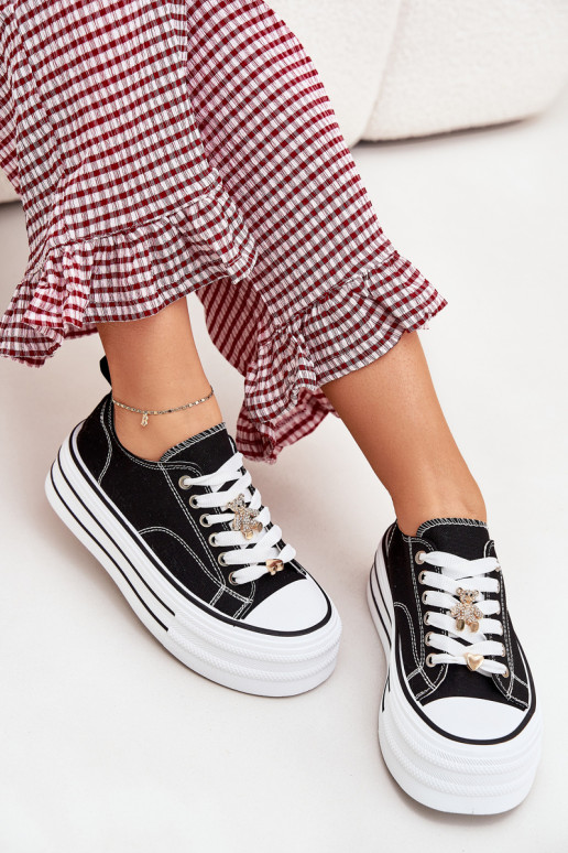 Sapatos casuais com plataforma em ouro e preto Fiorina