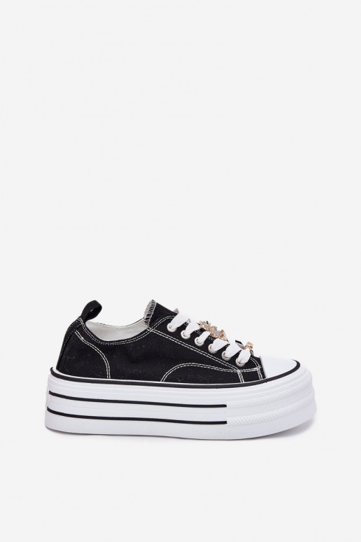 Sapatos casuais com plataforma em ouro e preto Fiorina