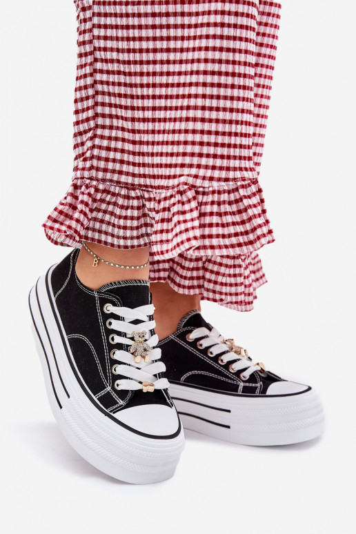 Sapatos casuais com plataforma em ouro e preto Fiorina