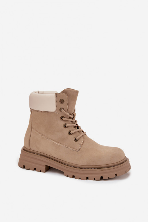 Sapatos femininos com cadarços em cor de areia Norena