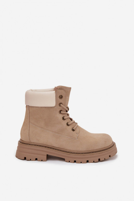 Sapatos femininos com cadarços em cor de areia Norena