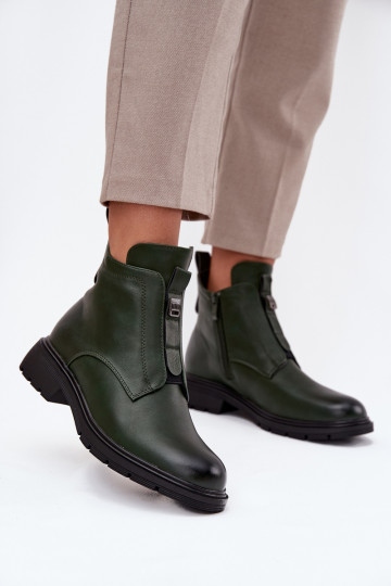 Botins femininos forrados com detalhes decorativos na cor caqui Roselle
