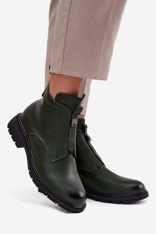 Botins femininos forrados com detalhes decorativos na cor caqui Roselle