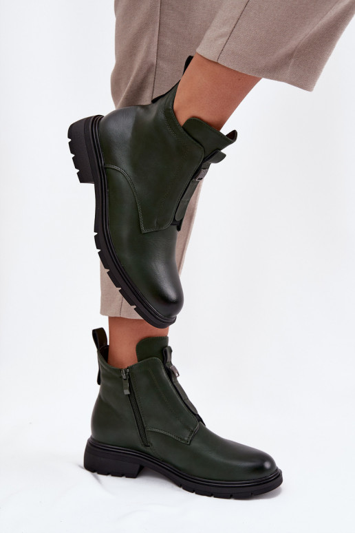 Botins femininos forrados com detalhes decorativos na cor caqui Roselle
