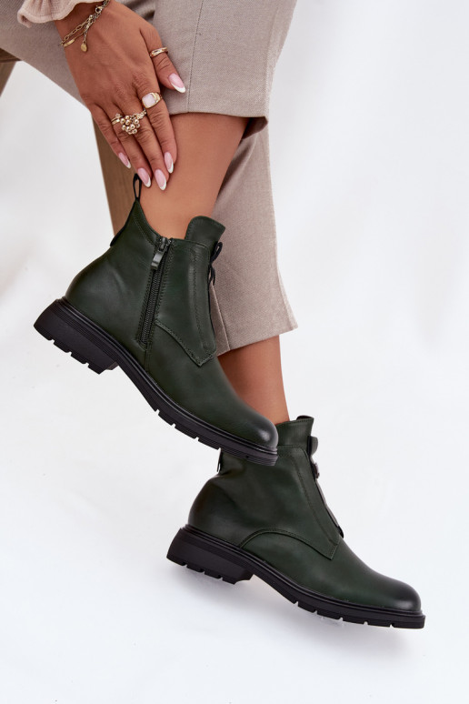 Botins femininos forrados com detalhes decorativos na cor caqui Roselle