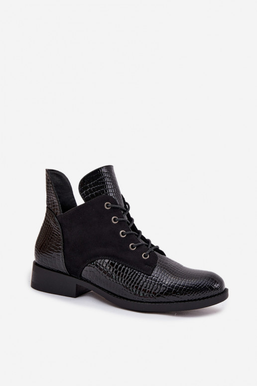 com efeito verniz Botas femininas Com decorações Tłoczeniem aquecimento Vinceza 16477 cor preta