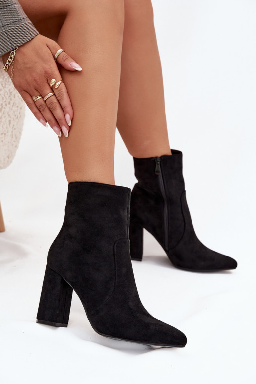 Botins femininos quentes de camurça sintética, pretos Pralina