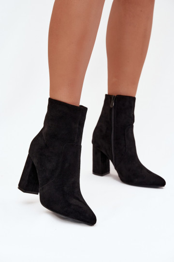 Botins femininos quentes de camurça sintética, pretos Pralina 2