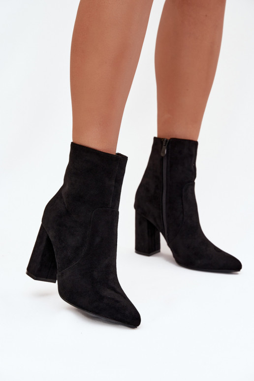 Botins femininos quentes de camurça sintética, pretos Pralina