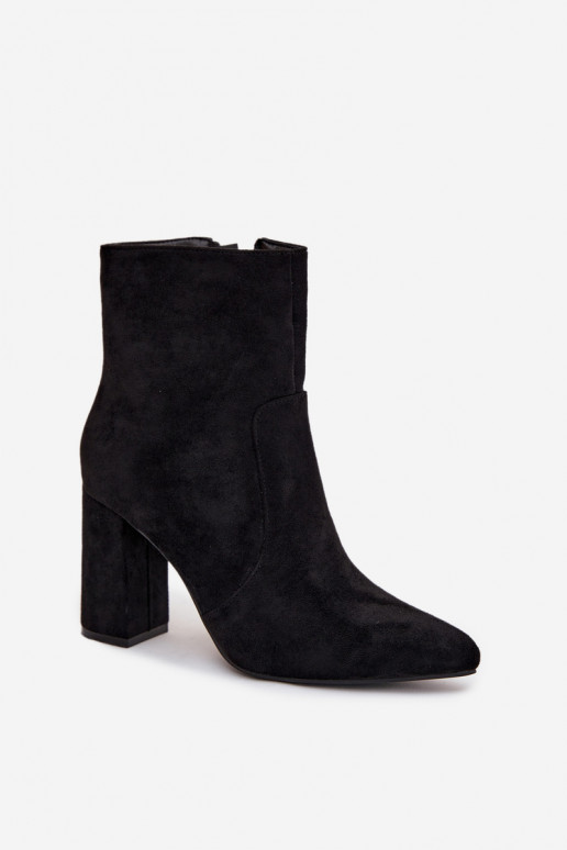 Botins femininos quentes de camurça sintética, pretos Pralina