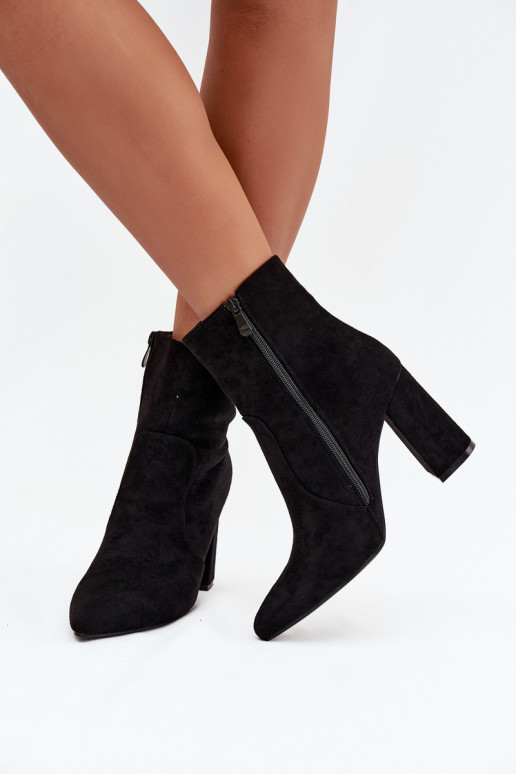 Botins femininos quentes de camurça sintética, pretos Pralina