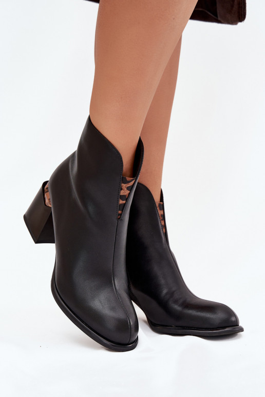 Botins femininos de couro pretos Vinceza 66811