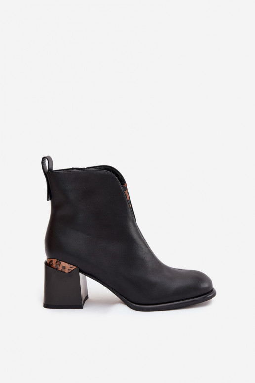Botins femininos de couro pretos Vinceza 66811