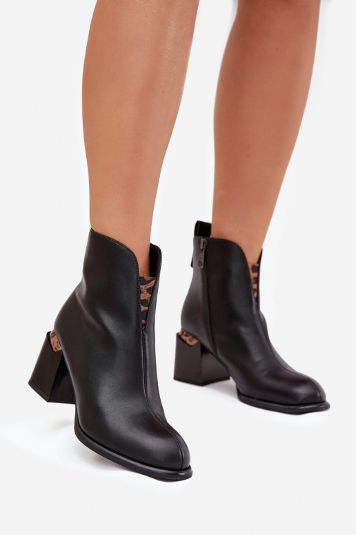 Botins femininos de couro pretos Vinceza 66811