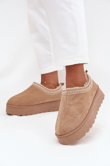 Botas de neve baixas de cor areia com flores bordadas e plataforma Taliah 2