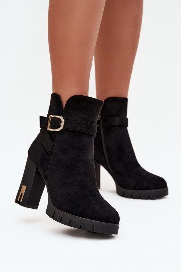 Botins femininos quentes com fivelas, pretos Nolivira 2