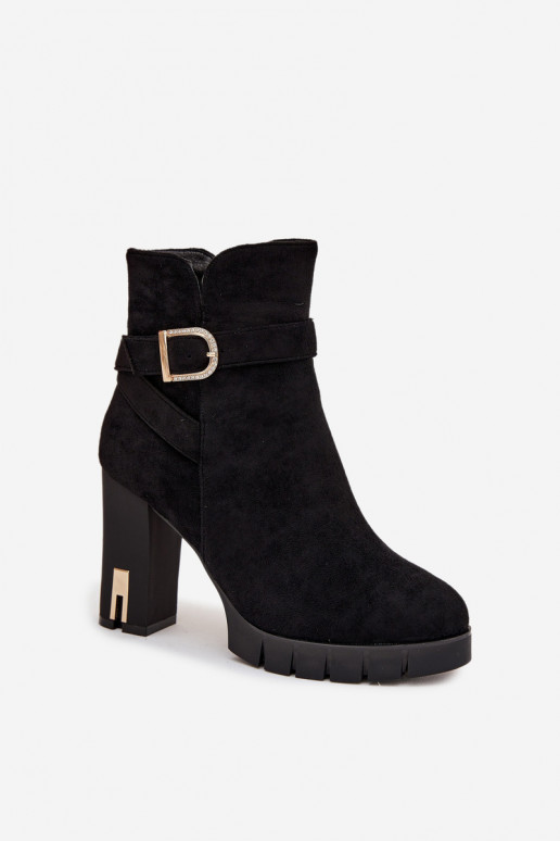 Botins femininos quentes com fivelas, pretos Nolivira