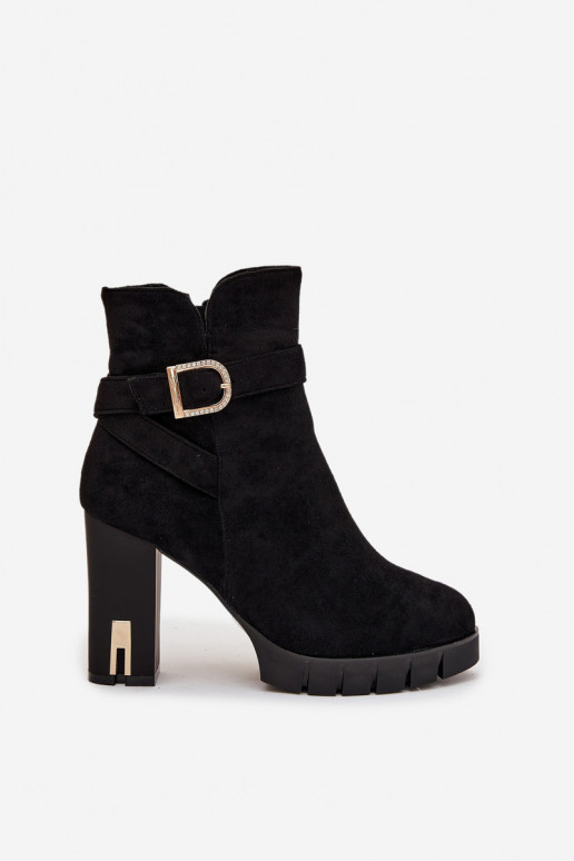 Botins femininos quentes com fivelas, pretos Nolivira