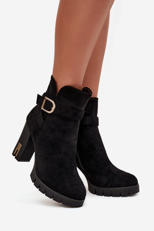 Botins femininos quentes com fivelas, pretos Nolivira