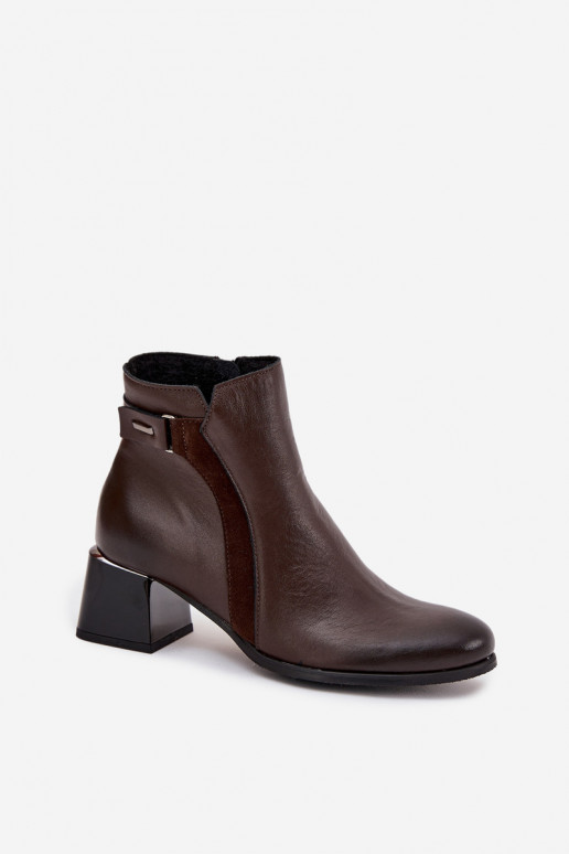 Pele Botas femininas com salto aquecimento Zazoo 60563 CzekoladoParae