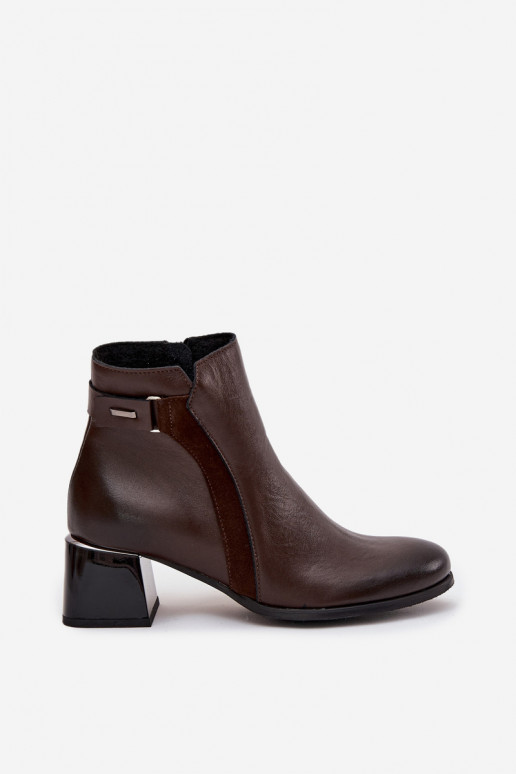Pele Botas femininas com salto aquecimento Zazoo 60563 CzekoladoParae