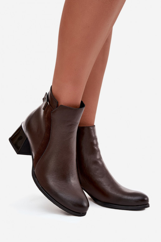 Pele Botas femininas com salto aquecimento Zazoo 60563 CzekoladoParae
