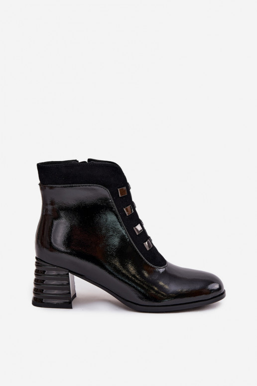 Pele com efeito verniz Botas femininas D&A MR52-144 cor preta