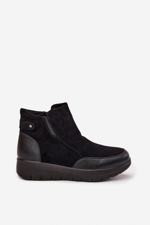 Botins femininos quentes com pelo por dentro, pretos Breena