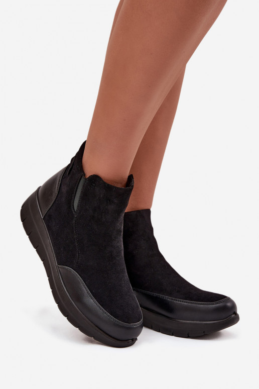 Botins femininos quentes com pelo por dentro, pretos Breena