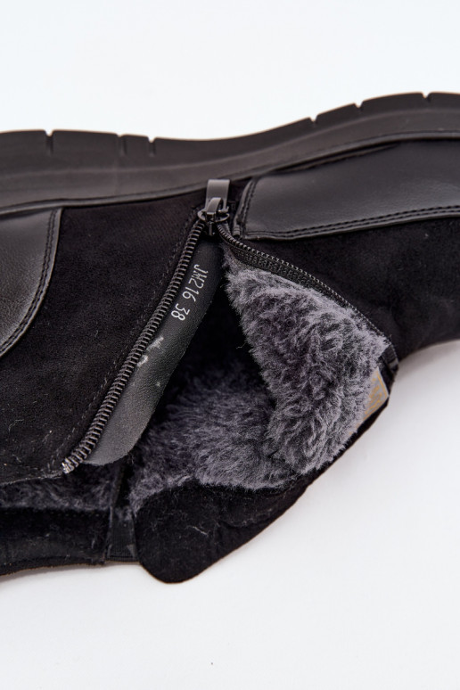 Botins femininos quentes com pelo por dentro, pretos Breena