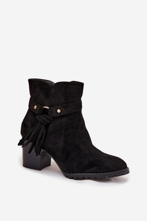 Botas femininas com franjas cor preta Rosabella