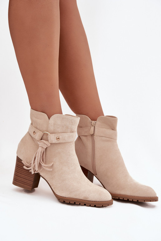Botas femininas com franjas cor de marfim Rosabella