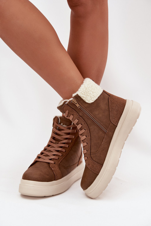 Botas de inverno Feminino com aquecimento Lee Cooper LCJ-25-01-3735 cor marrom