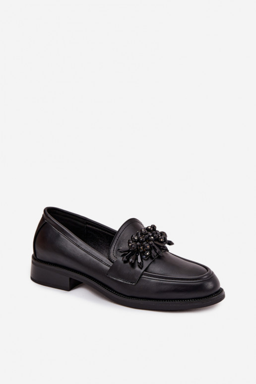 Mocassins pretos para mulheres com ornamentos Murelle