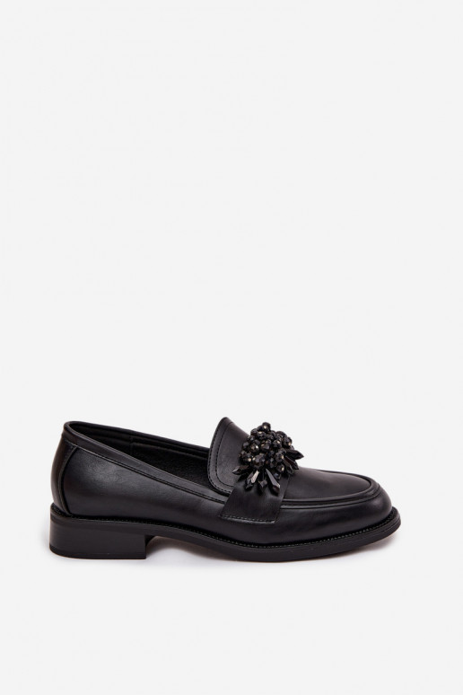 Mocassins pretos para mulheres com ornamentos Murelle