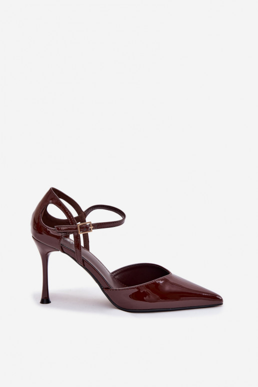 com efeito verniz sapatos de salto alto com alças CzekoladoParae Tarilin