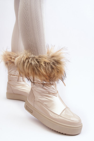 Botas de neve femininas com pelo em areia Big Star MM274380