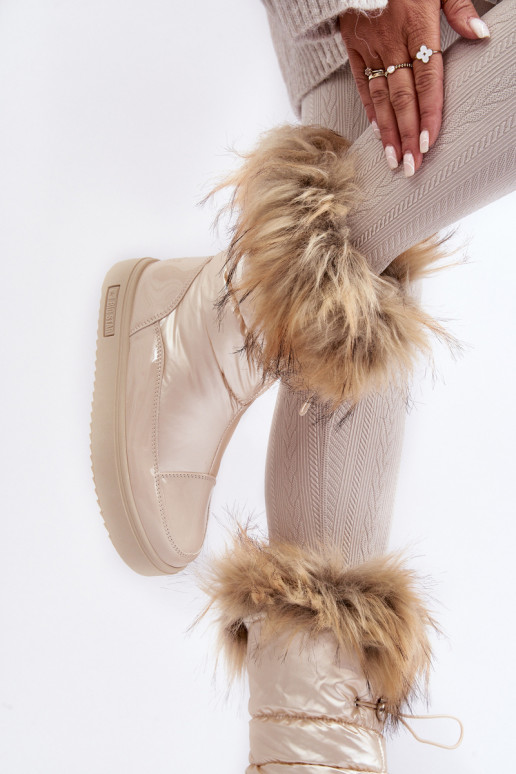 Botas de neve femininas com pelo em areia Big Star MM274380
