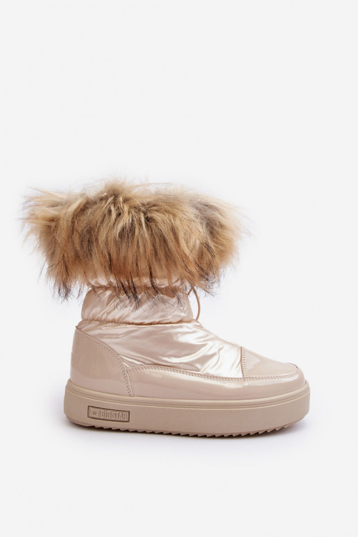 Botas de neve femininas com pelo em areia Big Star MM274380