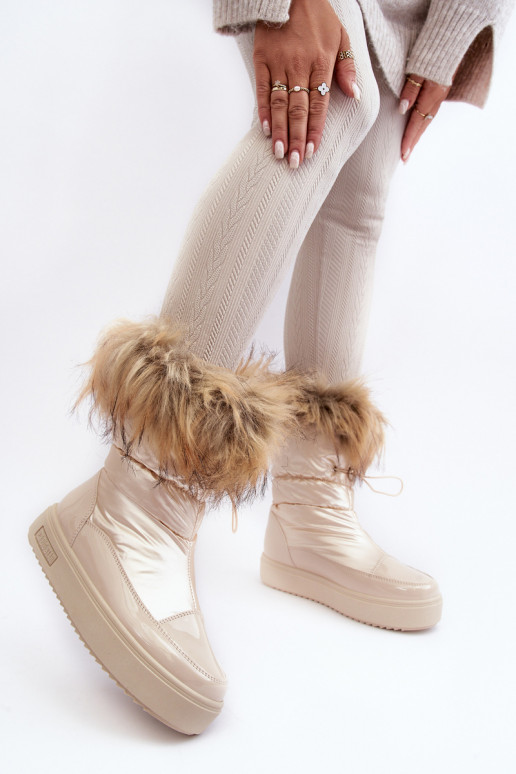 Botas de neve femininas com pelo em areia Big Star MM274380
