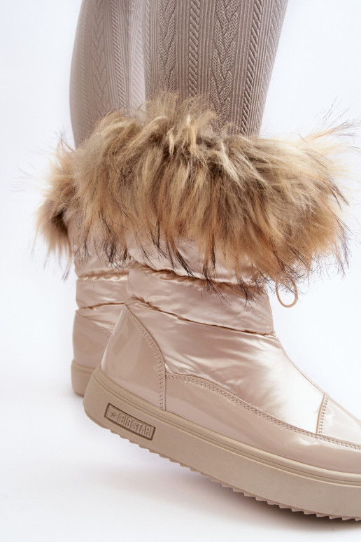 Botas de neve femininas com pelo em areia Big Star MM274380