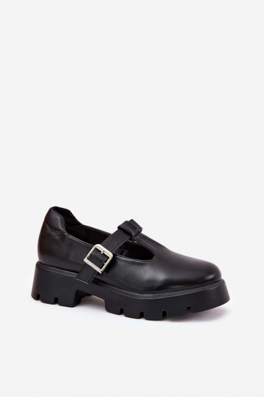 Sapatos femininos pretos com fivelas na plataforma Venda