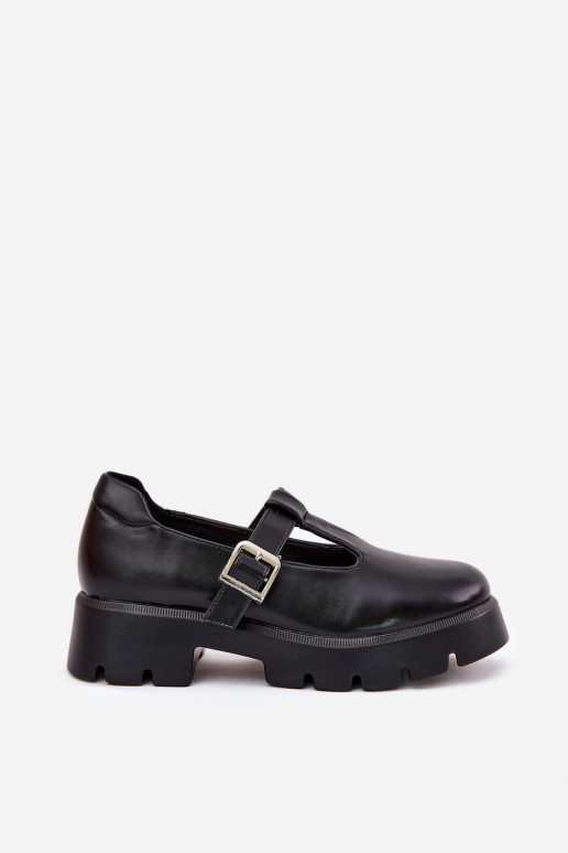 Sapatos femininos pretos com fivelas na plataforma Venda