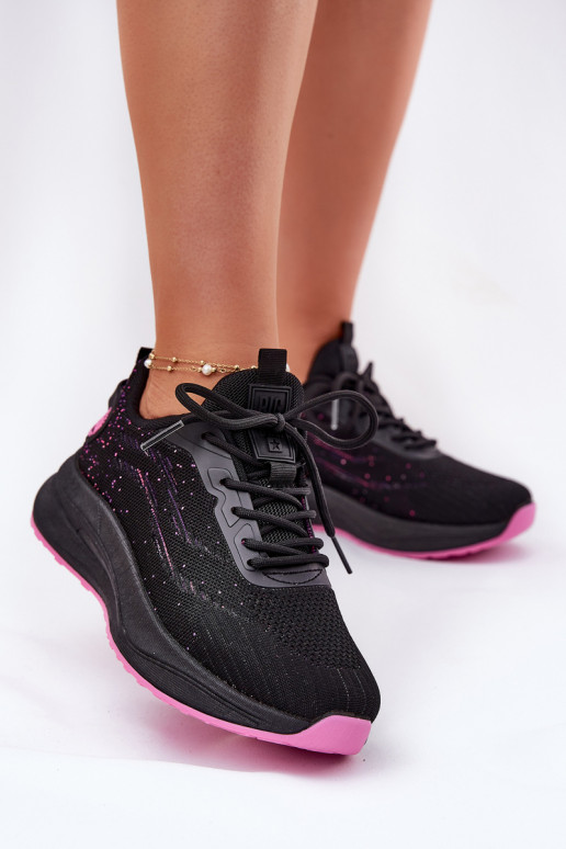Calçado desportivo feminino preto com plataforma Big Star RR274523 HI-POLY SYSTEM