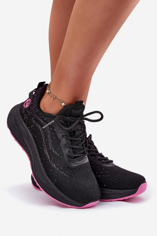 Calçado desportivo feminino preto com plataforma Big Star RR274523 HI-POLY SYSTEM