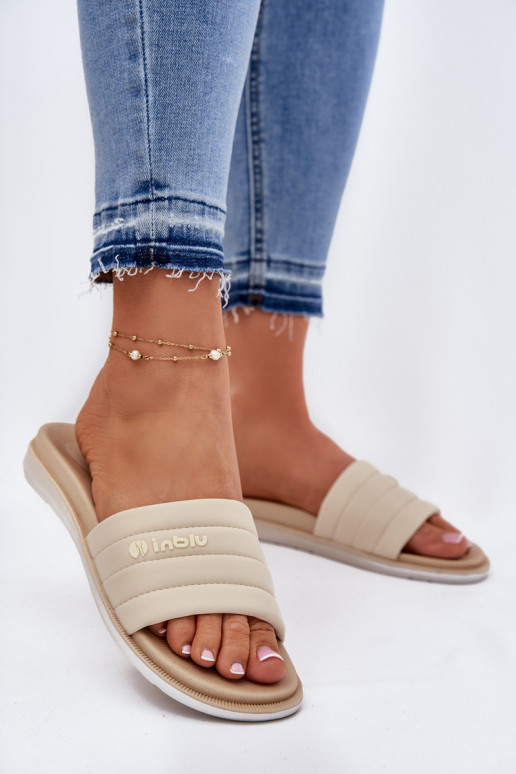 Chinelos femininos de cor areia Inblu SF000003