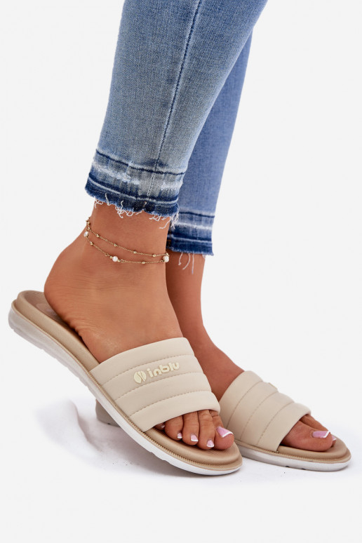 Chinelos femininos de cor areia Inblu SF000003