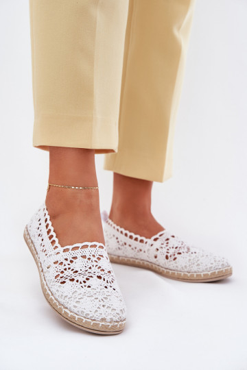 Espadrilles brancas femininas de renda Adelira